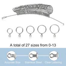 Ring Sizer Measuring Tool Kit, Ring Mandrel Measurer, 27 PCS Premium Steel Measuring Ring Tool, US Ring Size 0-13, 2 PCS Reusable Finger Size 1-17 USA Rings Size With Magnified Glass