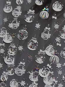 1 件 5D 金色浮雕指甲贴纸和粉色雪球指甲辅助贴纸自粘美甲装饰贴花 - 彩色 - 查看 5