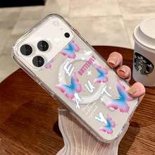 1pc Blue Pink Butterflies Pattern Transparent IPhone 17 Pro Max Mobile Phone Case, Acrylic Material Mobile Phone Case, Compatible With Magnetic Charging, Suitable For IPhone 17/17 Air/17 Pro/17 Pro Max, Can Be Used For IPhone 11/12/13/14/15/16/Pro/Plus/Pro Max/16e/ 22/23/24/25/Plus/Ultra/Fe/Edge Mobile Phone Case - 無色 - 查看 5