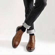 男士切尔西靴，休闲复古风格踝靴，搭配牛仔裤 - 摩卡棕 - 查看 5