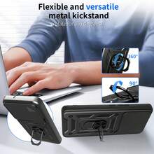 Sliding Camera Lens & Stand Protective Case For V 60 5G Smartphone - Black - View 7