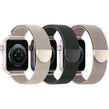 3 Paquetes de Correas de Malla Compatible con Watch para Mujeres y Hombres 40mm 41mm 38mm 42mm 44mm 45mm 49mm 46mm Series 11 10 9 8 6 5 4 Ultra3 SE3 2, Correa Magnética de Metal de Acero Inoxidable para - Oro + Negro + Plata - Ver 1