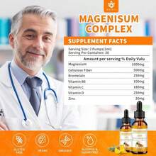(2 Pack) Magnesium Glycinate Liquid Drops With Cellulose Fiber, Vitamin B6, C, D, Zinc, Magnesium,For Sleep, Nerve, Energy, Muscle, Bone, Calm &Amp; Digestion, High Absorption, 4 Fl Oz - Flavor Name B - View 5