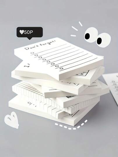 50 张便笺 - “别忘了”横线记事本，用于计划、提醒、学习和整理，非自粘式，非常适合家庭和办公室使用，办公用品 | 极简设计 | 返校季