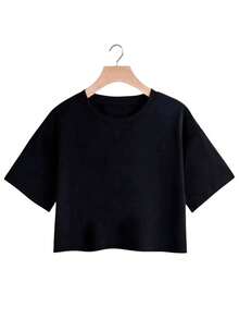 Kit 3 Cropped Basic Women's T-Shirt In Cotton - Multicolor - Ver 5