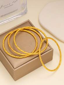 4 أساور سوار من النحاس المطلي بالذهب عيار 24 قيراط سميكة ومجدولة، مناسبة للنساء كهدية للمناسبات، الحفلات، والاستخدام اليومي