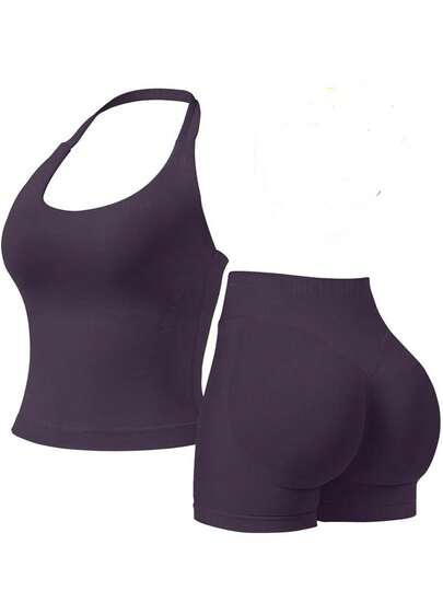 2pcs Impact Halter Top Women Impact Longline Halter Tops Workout Longline Tank Top Compression Gym Fitness