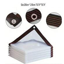 透明防水篷布 - 带加强型索环和防撕裂拉绳，防风、防尘、防水、防雪，适用于花园雨罩、庭院围栏、露营帐篷、门廊遮阳篷，非常适合露台、花园、猪圈和露营 - 透明 - 查看 15