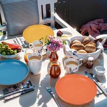 16/32pcs Kitchen Wheat Straw Large Size Dinnerware Set, Service For 4/8, Unbreakable Modern Dish Set-Dinner Plate/Dessert Plate/Cereal Bowl/Cup, Lightweight Tableware, Perfect Camping And Everyday Use - Autumn Colorful - 查看 5