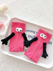 4 Pairs Creative Magnetic Couple Socks - Fun Cartoon Design, Unisex All-Season Casual Ankle Socks, Fashionable Matching Pair, Perfect Holiday Gift - 4pairs - View 3