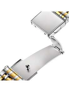 1pc Unisex Stainless Steel Watch Band, Compatible With Apple Watch Series 1-9, Series 10, Series 11 Ultra, Series 2 And SE, Available In Gold/Silver Color, Comes With Adjustment Tool For Easy Length Customization - Multicolor - View 4