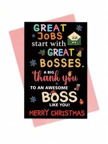 1 Stück süße Weihnachts-Dankeskarte als Geschenk für Chef, Leiter, Manager, Lustige Weihnachtskarte als Geschenk für Männer und Frauen, beste Weihnachts-Dankeskarte für den Chef, Weihnachtsgeschenkideen - Verschiedenfarbig - Übersicht 10