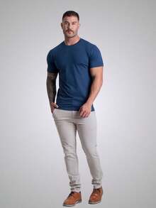 Men's Basic T-Shirt Egyptian Cotton Premium Slim Fit Shirt - 藏蓝色 - 查看 4