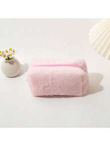 1pc Plush Cosmetic Bag Large Capacity Storage Bag Travel Portable Pencil Case Zipper Toiletry Bag Gift For Girls Women,Stationery - Multicolor - View 14