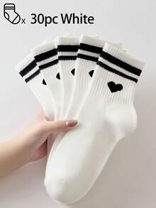 40/30/24/20/10/8/6/4/2 Stücke Unisex bequeme Sportsocken, geeignet für Training/Herbst/Winter, Damen Langsocken, antibakteriell, Schwarz/Weiß Farbe - Verschiedenfarbig - Übersicht 49