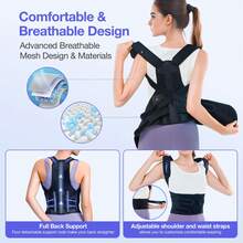 1pc Updated Posture Corrector For Men & Women, Size Runs Small, Consider Ordering One Size Up For Loose Fit, Adjustable Upper Back Support For Clavicle And Neck/Shoulder Upright Comfort Posture Corrector For Men & Women, Body Health Fixation Upper Back Support Clavicle Back And Shoulder Under Clothes, Black - Multicolor - View 7