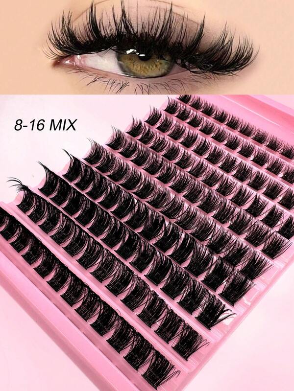 120/200PCS C/D Curl Fluffy Black Natural Look Individual Eyelashes For Beginner, Soft And Comfortable Lashes Extension, DIY At Home Fake Lashes Enlarge Your Eyes, Suitable For Daily Outings, Travel, Photography, Gatherings, Weddings, And Makeup