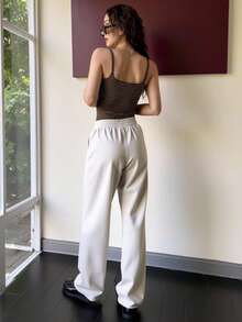 Quần nỉ nữ dáng rộng, dây rút, kiểu dáng mới Thu/Đông, lót dày ấm áp, họa tiết hoa màu xám nhạt, phong cách retro sinh viên, phù hợp cho thể thao, công sở, lễ tốt nghiệp, tựu trường và các dịp khác, cũng thích hợp cho giáo viên mặc. - Màu Xám nhạt - Xem 6