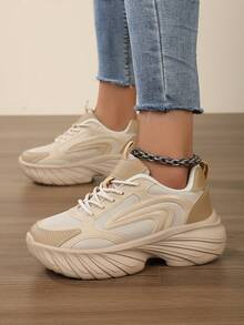 Women's Thick Sole Chunky Sneakers, Breathable Mesh Increase Height Casual Lightweight Athletic Shoes, & Versatile Platform Loafers