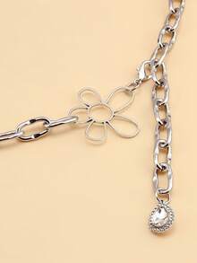 1pc Women's Fashionable Simple Silver Pearl Waist Chain, Sexy Accessory For Dresses, Single Layer Metal Body Chain Summer, School Fall, Autumn, Halloween - Silver - View 8