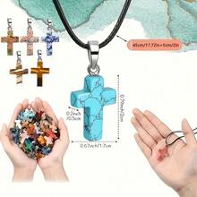10/20/30/40/50pcs Multi-Color Shiny Cross Crystal Pendant | With Black Cord Chain, Easy To Mix And Match | Suitable For DIY Jewelry Making (Pendant + Chain) - Nhiều màu - Xem 11