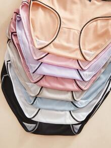 8pcs/Pack Cute Girl Bow & Striped Cotton Panties, Soft Breathable Basic Style Suitable For Students & Teenagers