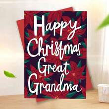 1pc, "Happy Christmas Great Grandma" Christmas Card, Festive Holiday Greeting, Perfect Gift For Family And Friends, Christmas Card For Anyone, Home & Office Stationery