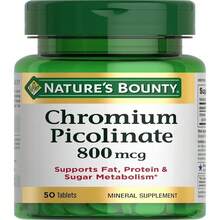 Nature'S Bounty Chromium Picolinate, Supports Fat, Protein &Amp; Sugar Metabolism, Mineral Supplement, 800 Mcg, 50 Tablets - Flavor NameA - 查看 1