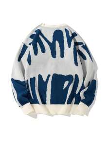 Manfinity Hypemode Men's Color-Block Button-Up Long Sleeve Cardigan Sweater - Blue and White - View 2
