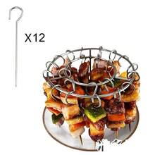 Parrilla Vertical de acero inoxidable, parrilla de cuerda desmontable, soporte Vertical para brochetas de barbacoa, soporte para brochetas 12/24/49 J1YQ - 12 - Ver 11