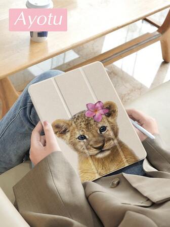 Cute Little Leopard IPad Case Compatible With IPad 10.2 Inch 2021/2020 IPad 9th/8th Generation,Compatible With Samsung Galaxy Tab A8 10.5 Inch 2022,With Pen Holder,Supports Automatic Sleep/Wake Lid,Fashion Protective Case