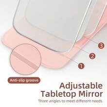 便携式化妆镜，PU皮革小镜，可折叠，旅行镜，适合送礼，旅行必备，化妆必备，易于收纳，可作为圣诞节和节日礼物，用于化妆，价格实惠，可用于房间装饰，梳妆台，旅行，卧室，化妆配件，镜子，化妆镜，迷你镜，便携式镜子，小镜子，手持镜，带支架的便携式旅行镜，可折叠紧凑型，迷你化妆镜适合放入口袋和手提包，男女通用桌面手持镜，价格便宜，情人节礼物 - 粉色 - 查看 8
