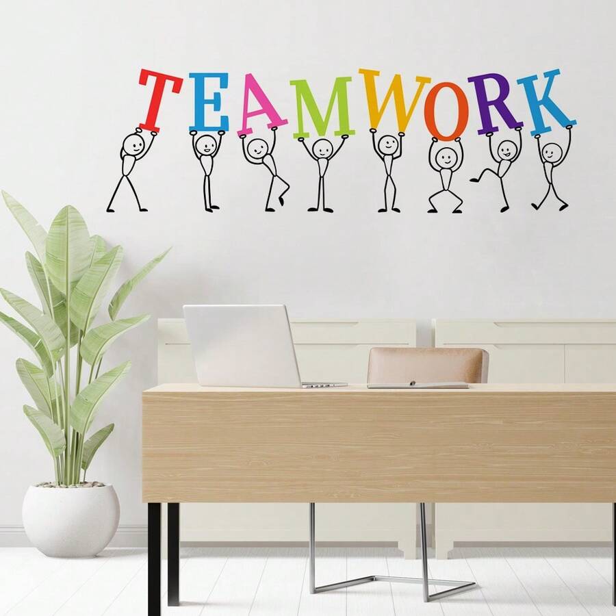 Office Wall Decal Teamwork Quote Wall Sticker Decor Inspire Office Quote Motivation Idea Wall Art PVC Motivational Words Business Mural