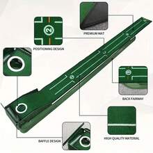 8ft Portable Golf Putting Mat – Indoor/Outdoor Putting Green With Alignment Guides | Realistic Turf & Ball Return For Home/Office | Durable ABS Fabric, Ideal Gift For Golfers, Ideal For Home Or Office And Golfers - Green - View 4