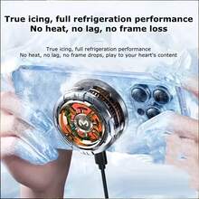 MEMO磁吸式手机散热风扇保护壳 - 便携式ABS散热片，带RGB灯效，超静音运行，快速散热，兼容 15 Pro Max、14、OnePlus、POCO等机型 - USB供电手机散热器，手机散热配件 | 时尚小巧的保护壳 | 磁吸式设计 - 不含游戏手柄