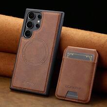 OUKNOEO 可拆卸磁吸无线充电仿皮手机壳，兼容 17 Air 16e 15 14 13 Pro Max S26 S25 Edge S24 Ultra Plus A37 A57 Pixel 10 9 8 7，带卡盒，3 个卡槽，防盗刷卡包