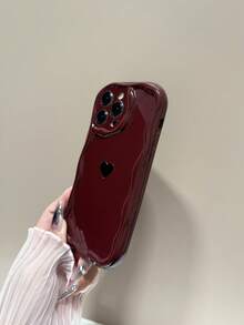 Minimalistyczne, luksusowe etui na telefon w kształcie serca w kolorze czerwonego wina, kompatybilne z modelami 16 Pro Max/16/16 Pro/16 Plus/15/15 Pro Max/15 Pro/15 Plus/11/12/13/14 Pro Max/XS/XR/11 Pro/11 Pro Max/12 Pro/12 Pro Max/13 Pro/13 Pro Max/7 Plus/14 Pro/14 Pro Max/14 Plus, miękkie etui ochronne, kreatywny design dla kobiet - Wielokolorowe - Zobacz 3