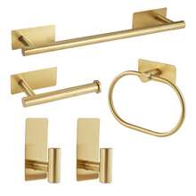 5-Pieces Bathroom Accessory Set, A Classic Combination That Covers Daily Needs, Including: Towel Bar, Toilet Paper Holder, Towel Hooks, Etc. Fall Home Bathroom Decor, Bathroom Accessories, Bathroom Organizer, Back To School, Storage