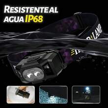 Lmpara de Cabeza Recargable Lmpara, Linterna Frontal LED Recargable, Linterna Frontal con 6 Modos de Luz con Sensor de Movimiento, IP68 Impermeable Foco para Camping, Excursin, Pesca, - blanco, cálido, rojo - Ver 4