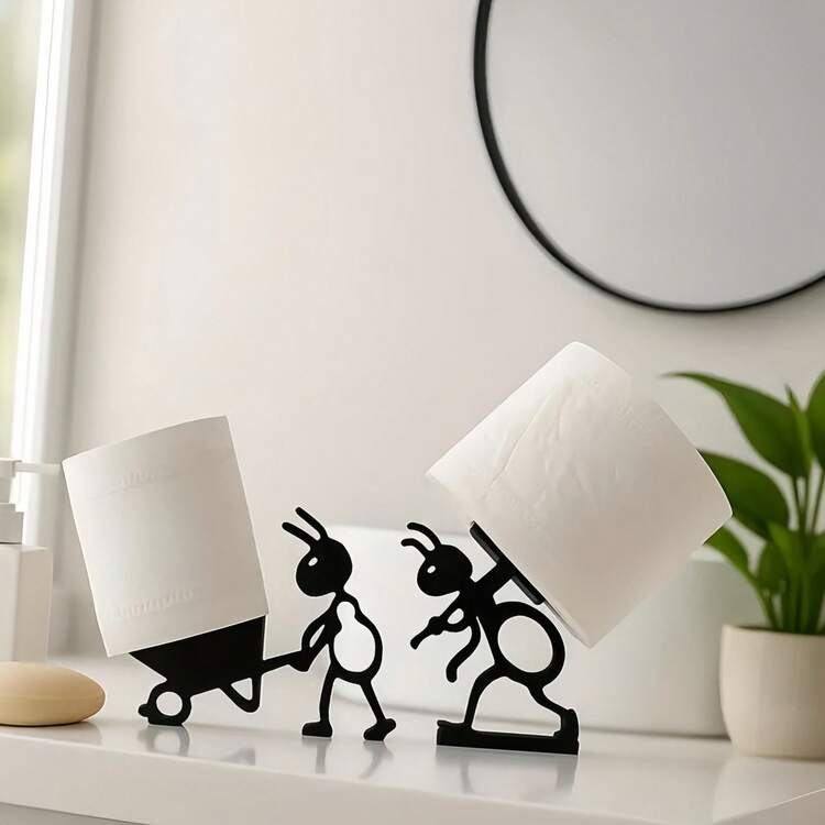 3D Printed Black Ant-Shaped Toilet Paper Holder - Funny Freestanding Toilet Paper Holder Bathroom Set - Amusing Tissue Paper Holder - Cute Bathroom Decor - Multicolor - View 3
