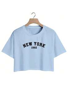 Kit 3 Cropped Women's T-Shirt In New York Cotton - 彩色 - 查看 2