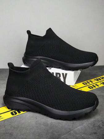Men's And Women's Wide Width Thick-Soled Casual Sports Sneakers, Knitted Breathable Soft Upper, Wide Fit Multifunctional Leisure Shoes