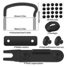 Juego de 4 soportes en U para caja de techo, universales, para coche y camión, con ancho interior de 85 mm, incluye 8 tuercas de segurida.d y 2 bandas redondas.