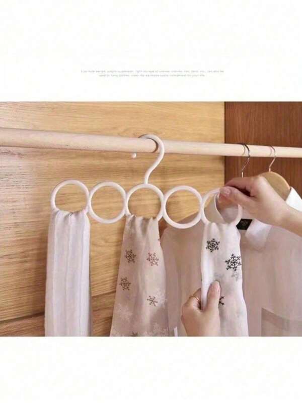 5-Hole Scarf Rack, 1/5pcs Set, Minimalist Solid Color Design, Vertical 5-Hole Scientific Layout, Refined Edge Details, Space-Saving, Holds Scarves & Ties, Multifunctional Plastic Hanger, Suitable For Home Closet/Clothing Storage, All Seasons