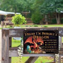 Dragon Lover Tin Metal Sign Wall Decor Gift Idea Funny Dragon Graphic Distressed Metal Sign Fantasy Readers Tee - 彩色 - 查看 3