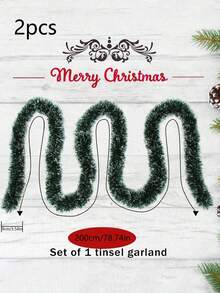 5 pièces/1 pièce Guirlande de Noël en paillettes, Couronne de Noël verte à bordure blanche, Couronne de Noël métallique torsadée, Couronne de Noël suspendue, Sapin de Noël d'intérieur/extérieur, Guirlande de Noël pour escalier et mur, Guirlande de flocons de neige verts, Décorations de Noël en pompon de pin artificiel pour four, gâteau, plafond, fête et Noël