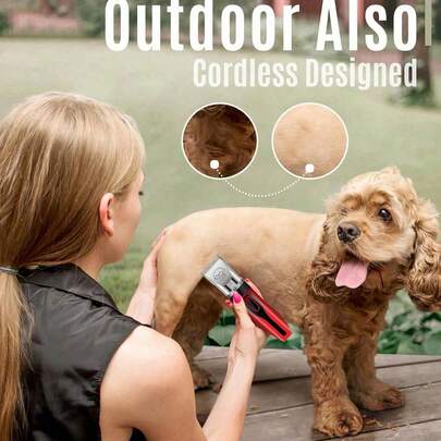 Cortadora eléctrica para aseo de mascotas, adecuada para cepillar pelaje denso, afeitadora inalámbrica para perros de bajo ruido, recortadora de pelo de perros y gatos con estilo de empuje eléctrico, recortadora de pelo de perro, recortadora de pelo de mascota (Rojo)
