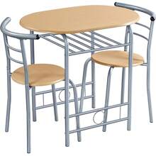 Möbelset mit Bartisch und 2 Stühlen Esszimmer Küche Kleine Räume Platzsparend Balkon für 2 Personen in Holz und Metall Stuhl Belastbarkeit 136 kg Beige