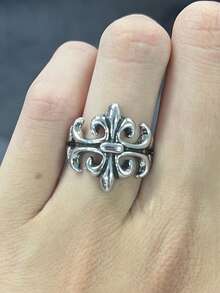 1 件朋克哥特风格金属手指手掌骷髅戒指，男士珠宝，适合派对/日常佩戴礼物 - 復古銀色 - 查看 5