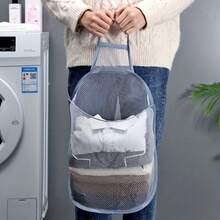 Foldable Hanging Laundry Basket - Collapsible Wall Mount Hamper Bag For Bathroom, Bedroom & Closet, Space Saving & Rental Friendly
